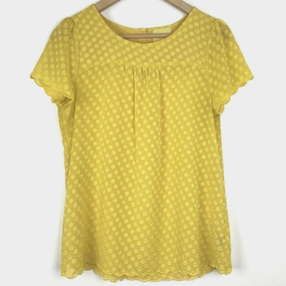 Anthropologie's Maeve Keme Yellow Dotted Tee Top